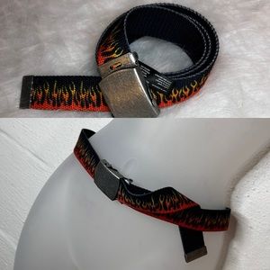 Brandy Melville Adjustable Flame Belt Silver Buckle 34.5”